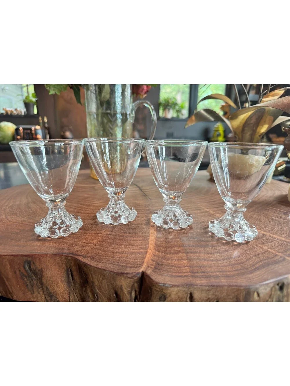 Vintage Anchor Hocking Boopie Cordial Glasses - Clear Bubble Base - Set of 4